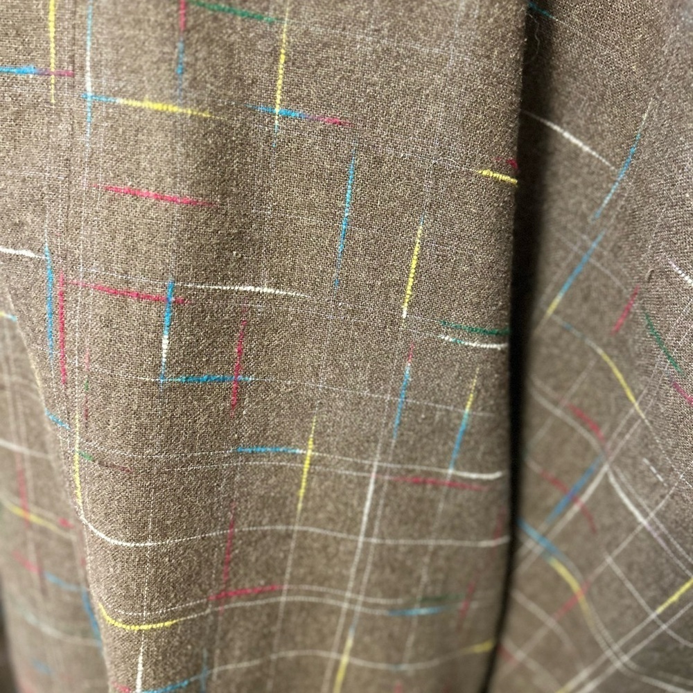 Vintage Brown Hooded Poncho with Multicolor Accents one size fits all - Picture 2 of 8